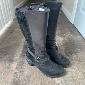 Merrell Evera Black Leather Suede Heeled Tall Boots